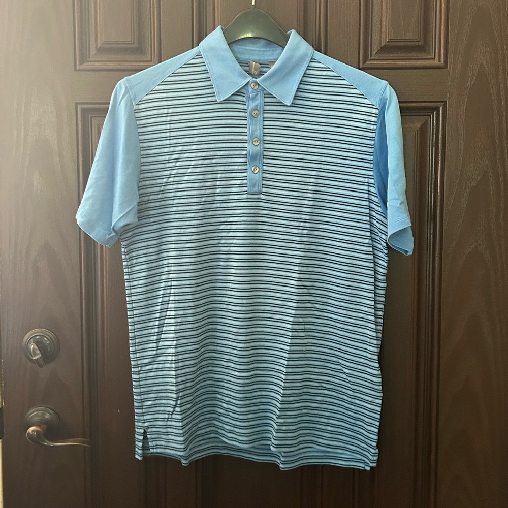 Ashworth Men’s Golf Polo Blue Striped-Sz. Small Pre-Loved⛳️